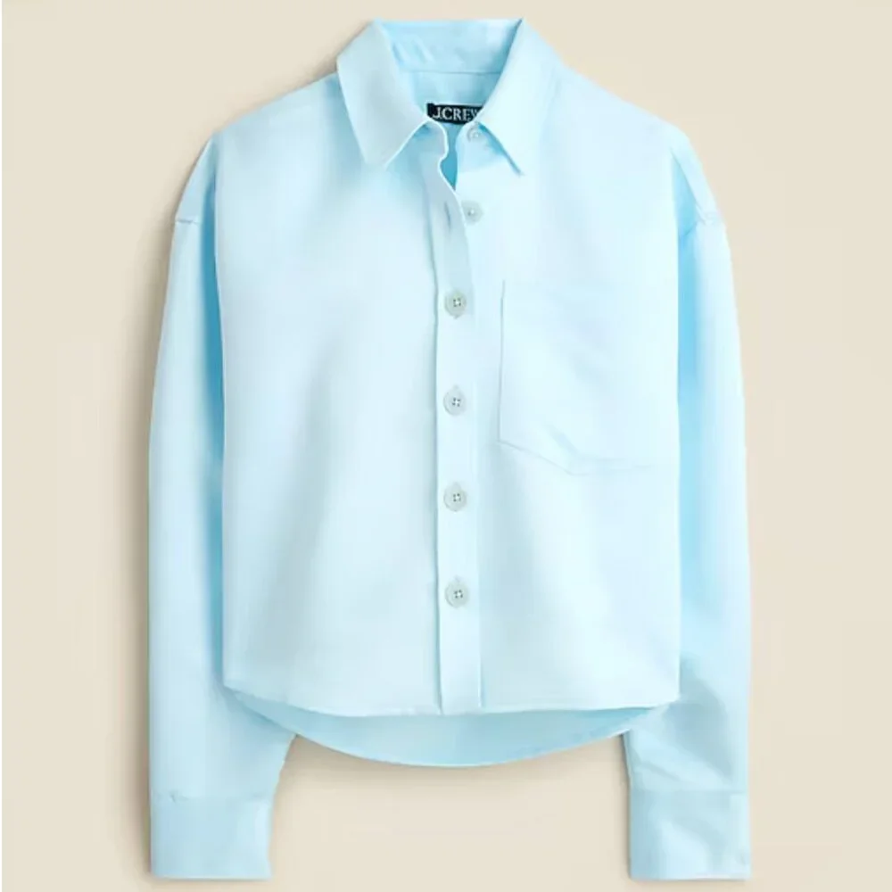 J. Crew Étienne cropped button-up shirt in duchesse satin - Picture 1 of 5